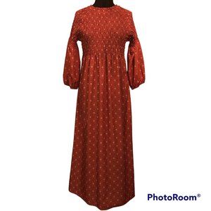 Cottagecore Print Smocked Maxi Dress